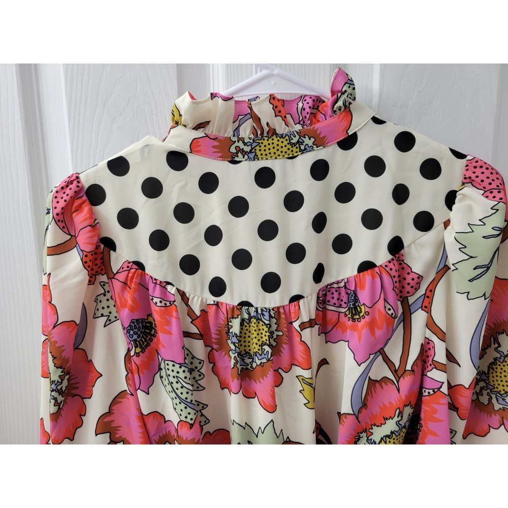 Crosby by Mollie Burch Floral Polka Dot Maxi Dress Long Sleeve Belted Small - Picture 15 of 16